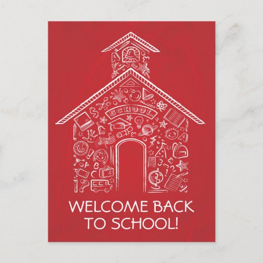 Carte postale des enseignants de l'école - Rouge (Devant)