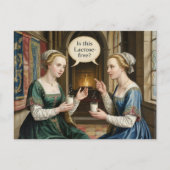 Carte Postale Des Femmes Drôle Demandent : Est-Ce Sans Lactose ? (Devant)