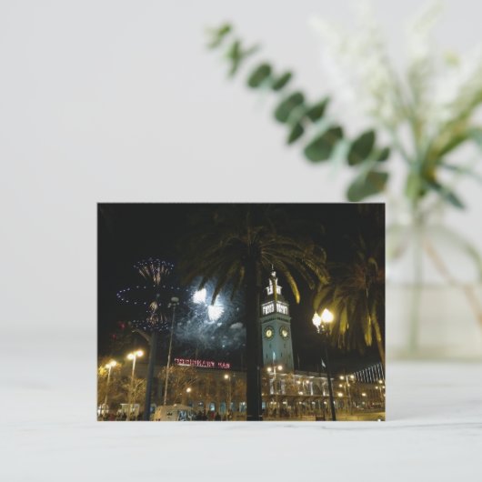 Carte postale des feux d'artifice du Ferry Buildin (Debout devant)