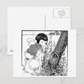 Carte Postale Des Filles Trouvées Un Nid D'Oiseaux (Devant / Derrière)