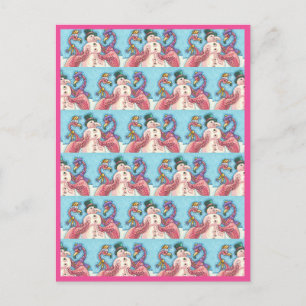 CARTE POSTALE DES FLAMANTS ROSES ROSES FABRIQUENT DE LA NEIGE, D