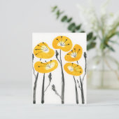 Carte Postale des fleurs d'aquarelle des papillons (Debout devant)