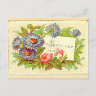 Carte Postale Des fleurs de scrapbook victoriennes "Love One Ano