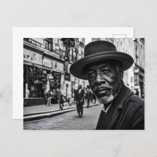 Carte Postale Des gens rétro dans la rue