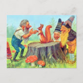 Carte Postale Des Gnomes amicaux observent un écureuil (Devant)