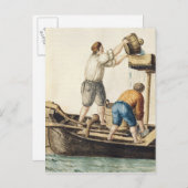 Carte Postale Des hommes de bateau versent de l'eau douce dans l (Devant / Derrière)