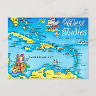 Carte postale des îles des Indes occidentales