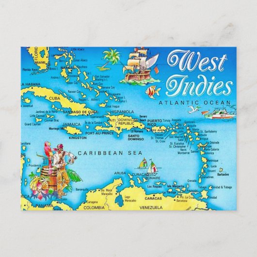 Carte postale des îles des Indes occidentales (Devant)