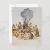 Carte Postale Des Indiens encerclent un incendie (Devant / Derrière)