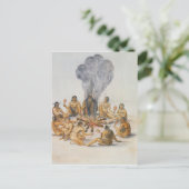 Carte Postale Des Indiens encerclent un incendie (Debout devant)