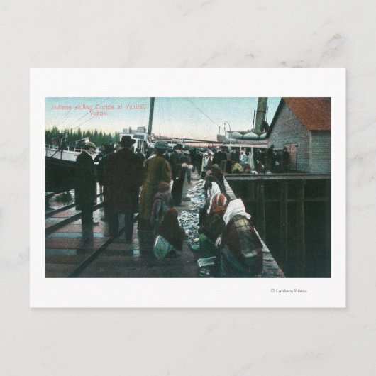 Carte Postale Des Indiens vendent des Curios à Yakital, Yukon (Devant)