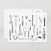 carte postale des instruments médicaux vintages (Devant / Derrière)