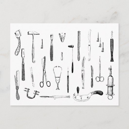 carte postale des instruments médicaux vintages (Devant)