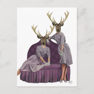 Carte Postale Des jumeaux de cerfs en robes violettes.jpg