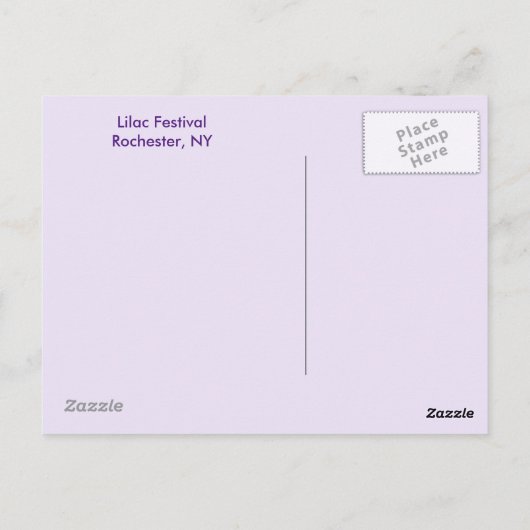 Carte postale des lilas de Rochester (Dos)