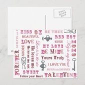 Carte postale des messages Valentine (Devant / Derrière)