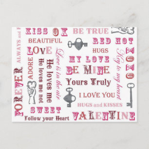 Carte postale des messages Valentine