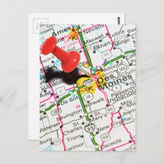 Carte Postale Des Moines, Iowa (Devant / Derrière)