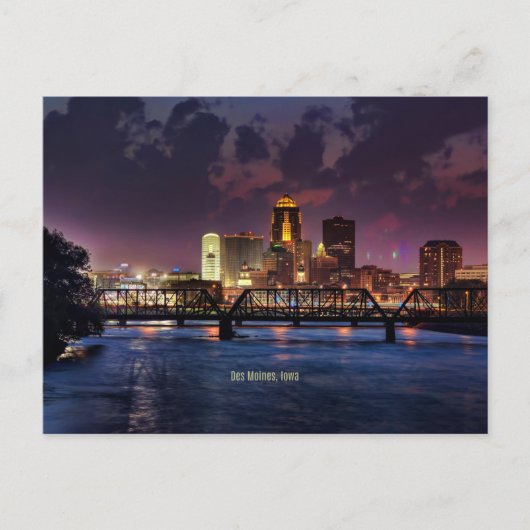 Carte Postale Des Moines, Iowa, photo de la ville (Devant)