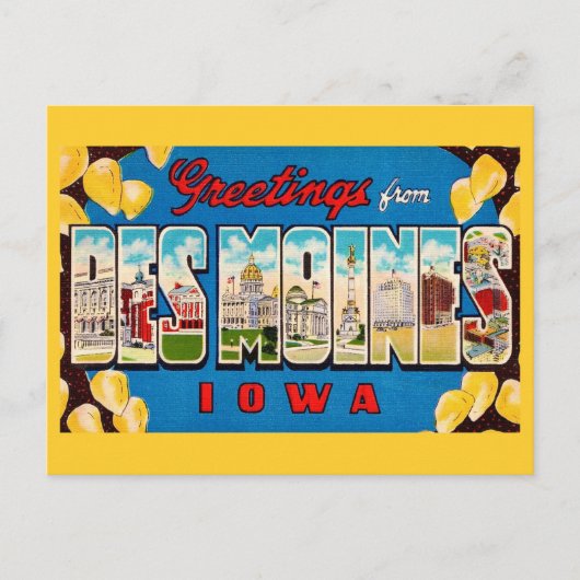 Carte Postale  Des Moines Iowa Retro Postcard (Devant)