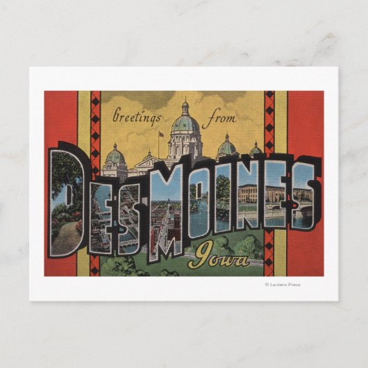 Carte Postale Des Moines, Iowa - Scènes de grandes lettres (Devant)