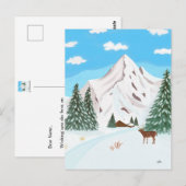 Carte postale des montagnes enneigées (Devant / Derrière)