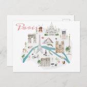 Carte postale des monuments célèbres de Paris (Devant / Derrière)