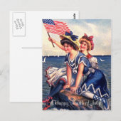 Carte postale des nageurs patriotiques vintages (Devant / Derrière)