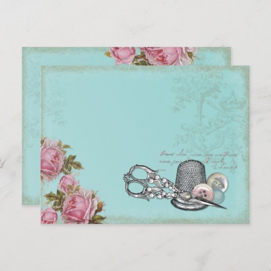 Carte postale des notes de couture (Devant / Derrière)