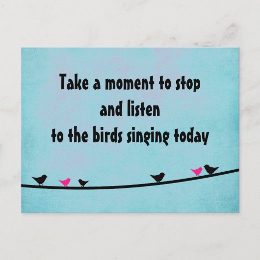 Carte postale des oiseaux mignons chantant (Devant)