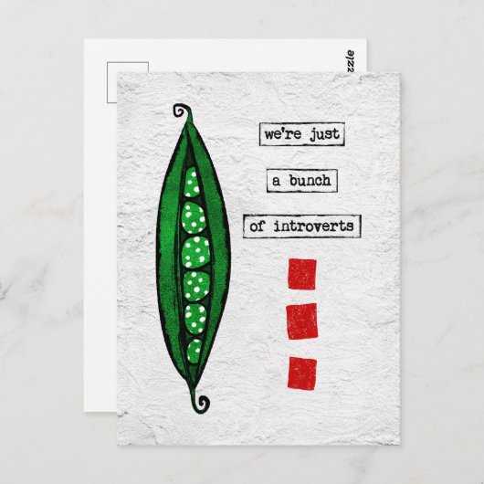 Carte postale des pois - Légume drôle - Introverti (Devant / Derrière)