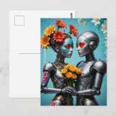 Carte Postale Des robots amoureux (Devant / Derrière)
