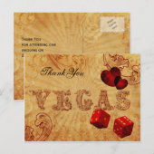 Carte Postale dés rouges Vintage Vegas Merci (Devant / Derrière)