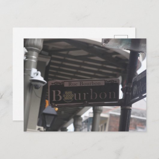 Carte postale des signes de rue Bourbon (Devant / Derrière)