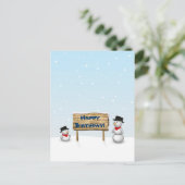 Carte Postale Des Snowmen mignons souhaitant un joyeux anniversa (Debout devant)