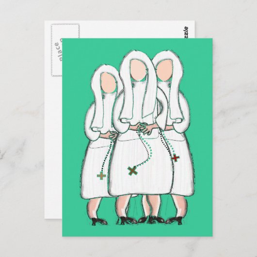 Carte Postale Des Soeurs Dons "Trois Soeurs Cloîtrées" Design (Devant / Derrière)