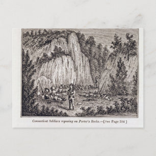 Carte Postale Des soldats du Connecticut se posent sur le rocher
