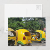 Carte Postale Des taxis de coco jaune vif de Cuba (Devant / Derrière)
