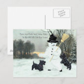 Carte Postale Des Terriers écossais construisent un bonhomme de (Devant / Derrière)