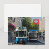 Carte postale des tramways de Zurich (Devant / Derrière)