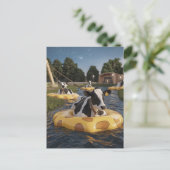 Carte Postale Des vaches amusantes sur un voyage en flottant (Debout devant)