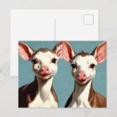 Carte postale des vaches mignonnes (Devant / Derrière)
