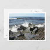 Carte Postale des vagues s'écrasent sur la côte (Devant / Derrière)