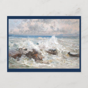Carte Postale Des vagues s'écrasent sur les rochers de Bordigher