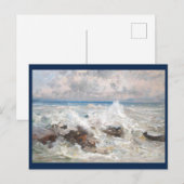 Carte Postale Des vagues s'écrasent sur les rochers de Bordigher (Devant / Derrière)