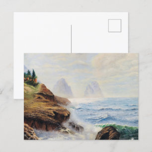 Carte Postale Des vagues spectaculaires encerclent une côte roch