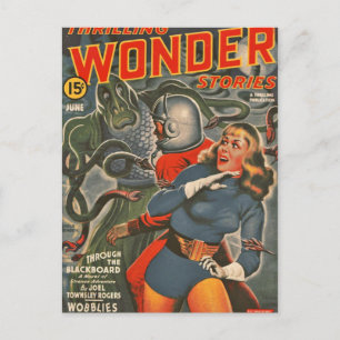 Carte Postale Des voyageurs spatiaux attaqués par le monstre Ten