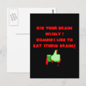 Carte Postale Des zombies comme des cerveaux stupides (Devant / Derrière)