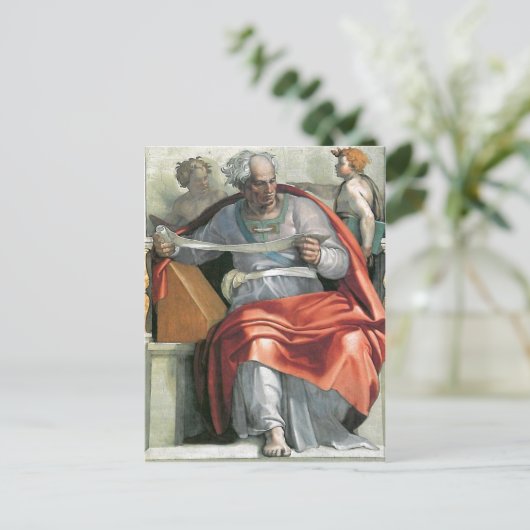 Carte Postale Description fresque peinte par Michel-Ange et son (Debout devant)