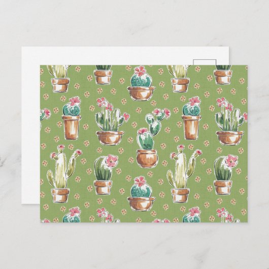 Carte Postale Desert Bloom | Pattern vert (Devant / Derrière)